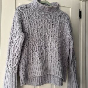 Lou & Grey Lavender Cable Knit Turtleneck Sweater